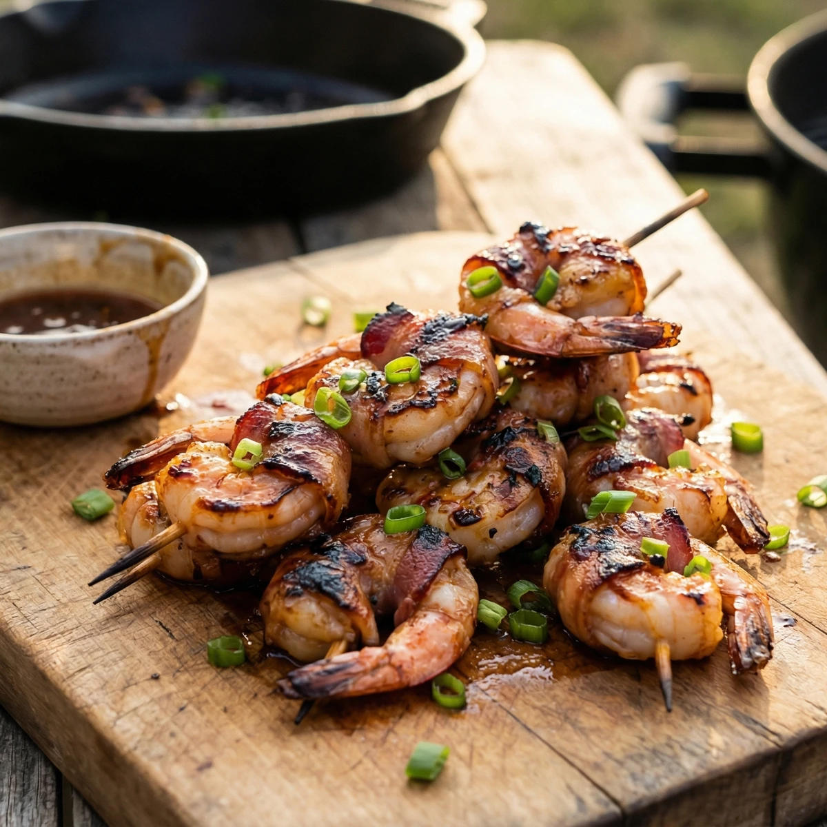 Bourbon-Glazed Bacon-Wrapped Shrimp Skewers | Culinary Explorer